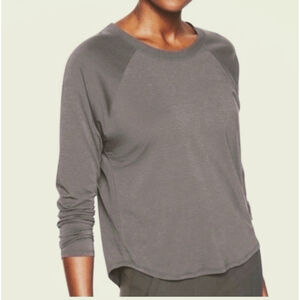Women's Athleta XXS Gray Topanga Long Sleeve Tee with Back Mesh Panel